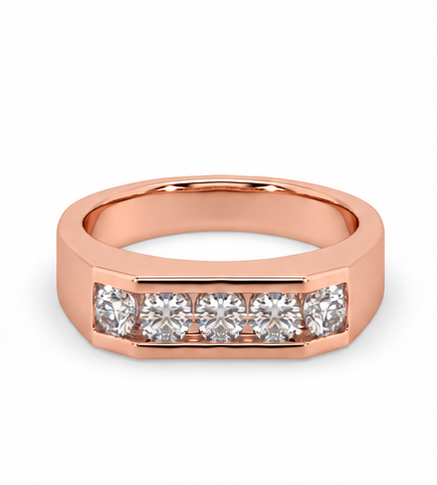 3.8mm Round Channel Round Diamond Gents Ring For Him