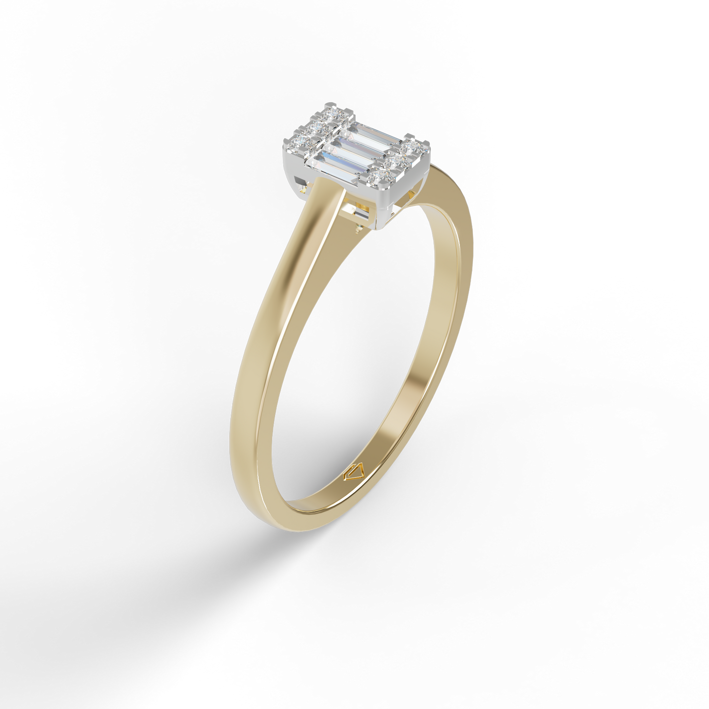 Guru Jewel's Alluring Round And Baguette C.Z Diamond Studded Silver Ring For Her