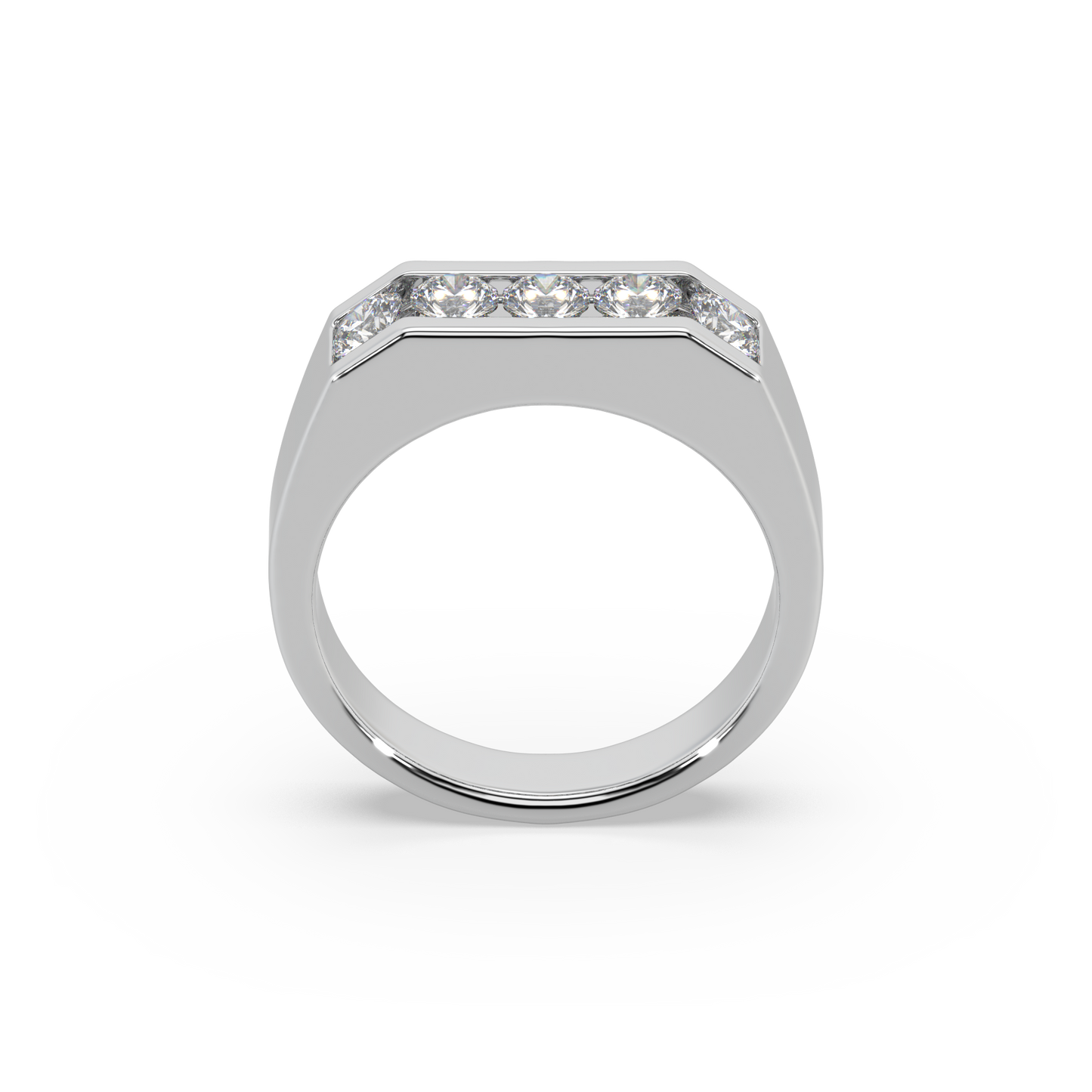 3.8mm Round Channel Moissanite Gents Ring For Him