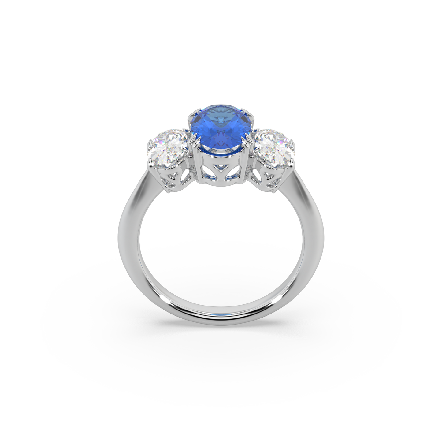 Exclusive Oval Shape Stone 925 Silver Moissanite Studded Ladies Ring For Her