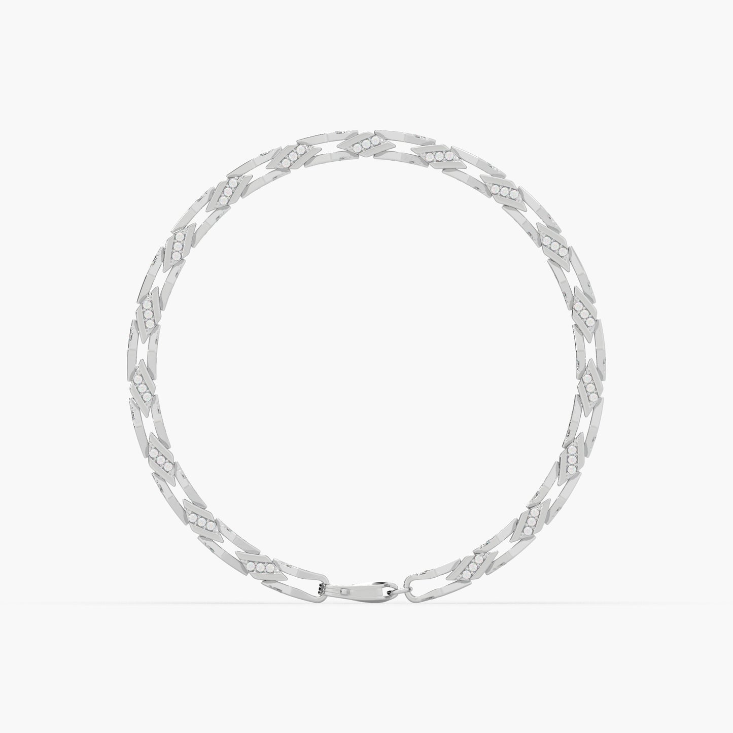 Guru Jewel's Exclusive Round Diamond Studded Tennis Silver Bracelet