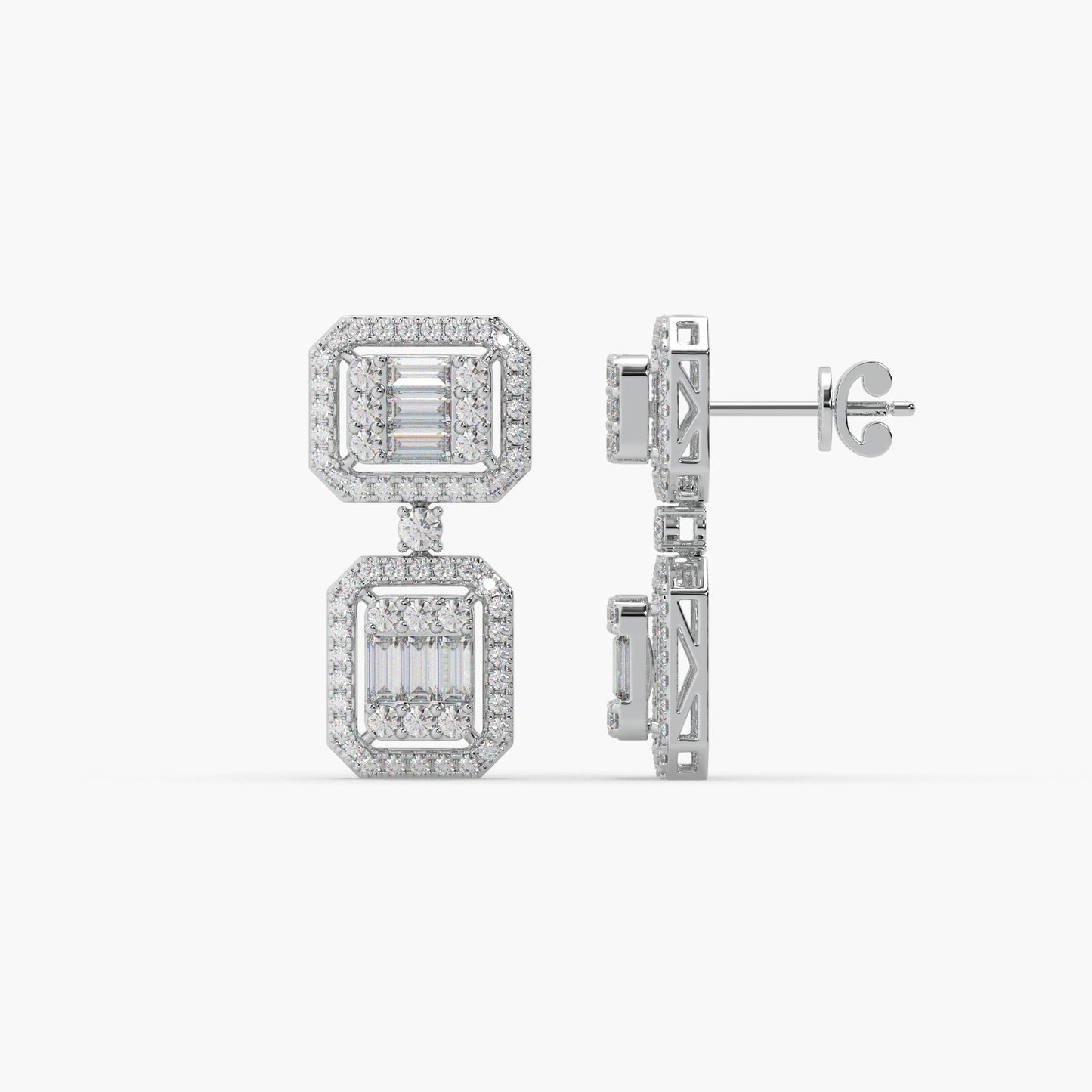 Guru Jewel's Diamond Studded Captivating Silver Earrings For Her