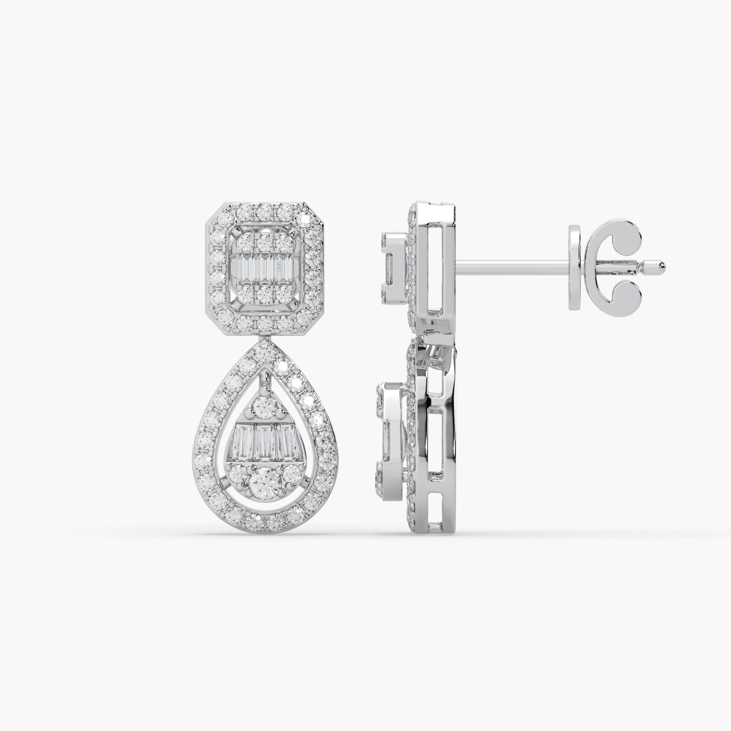 Guru Jewel's Diamond Studded Devastating Silver Earrings For Her