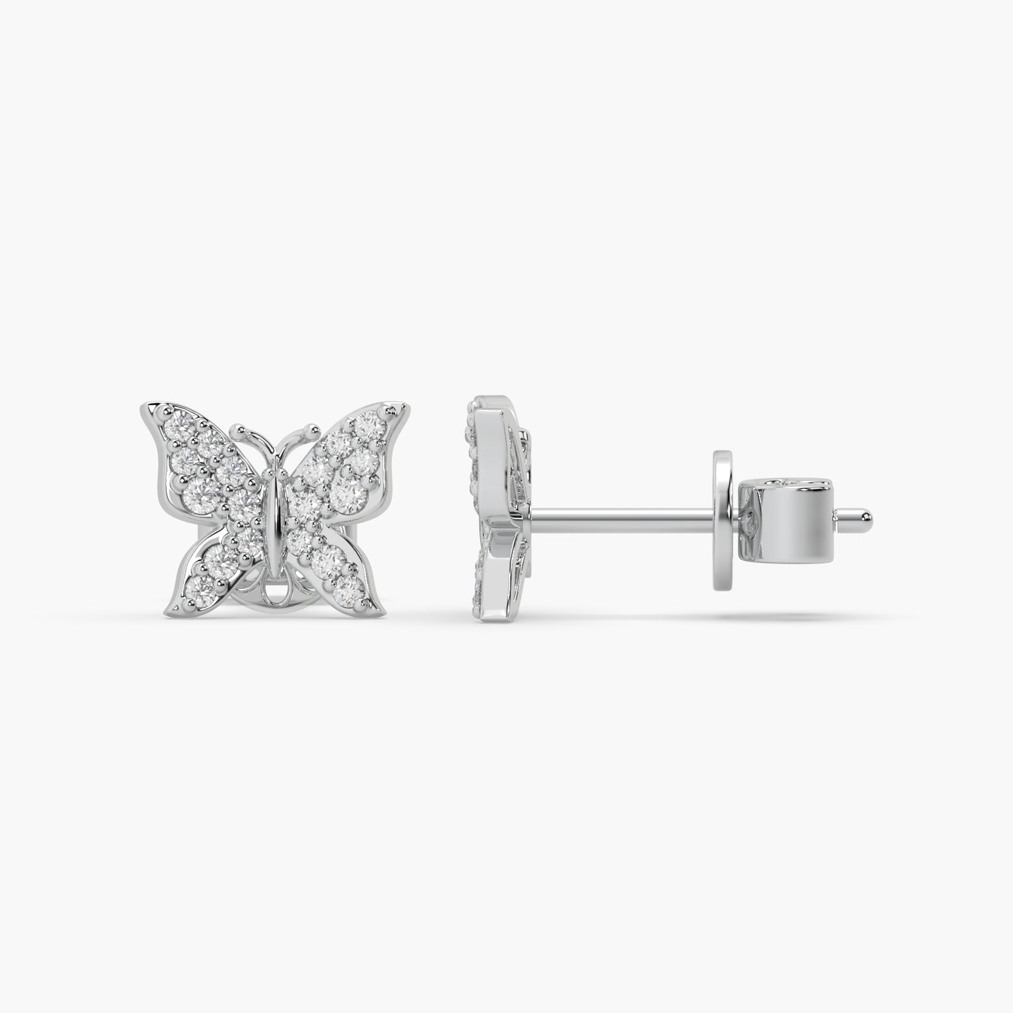 Guru Jewel's Moissanite Studded Silver Butterfly Earings For Her