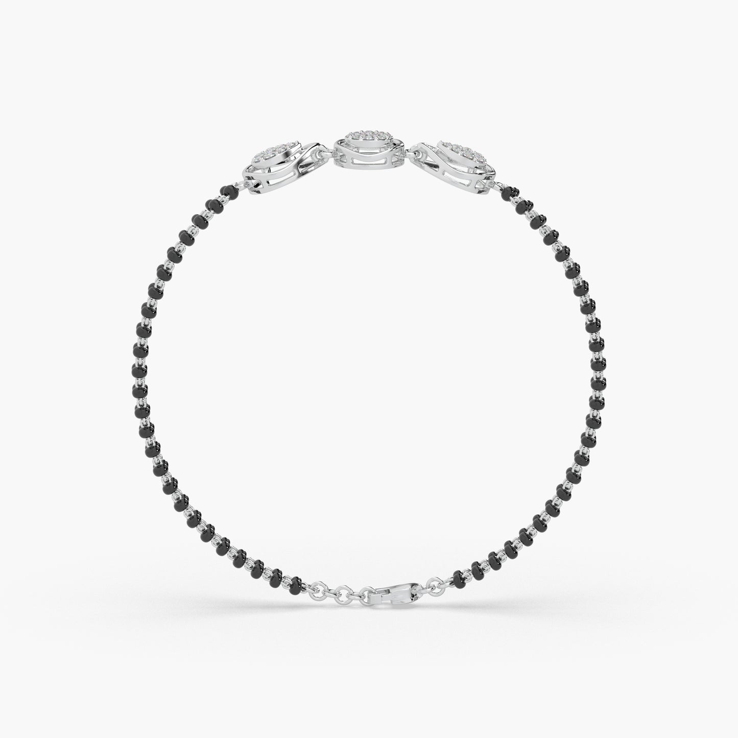 Guru Jewel's Diamond Studded Alluring Silver Mangalsutra Bracelet For Her