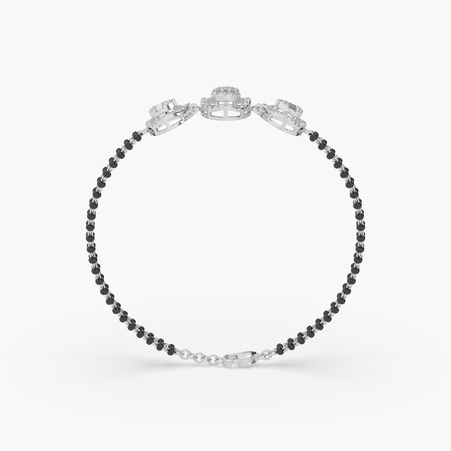 Guru Jewel's Beauteous Diamond Studded Silver Mangalsutra Bracelet For Her