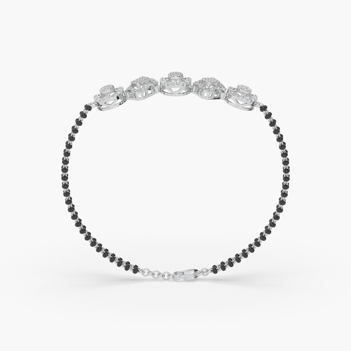 Guru Jewel's Exclusive Diamond Studded Silver Mangalsutra Bracelet For Her