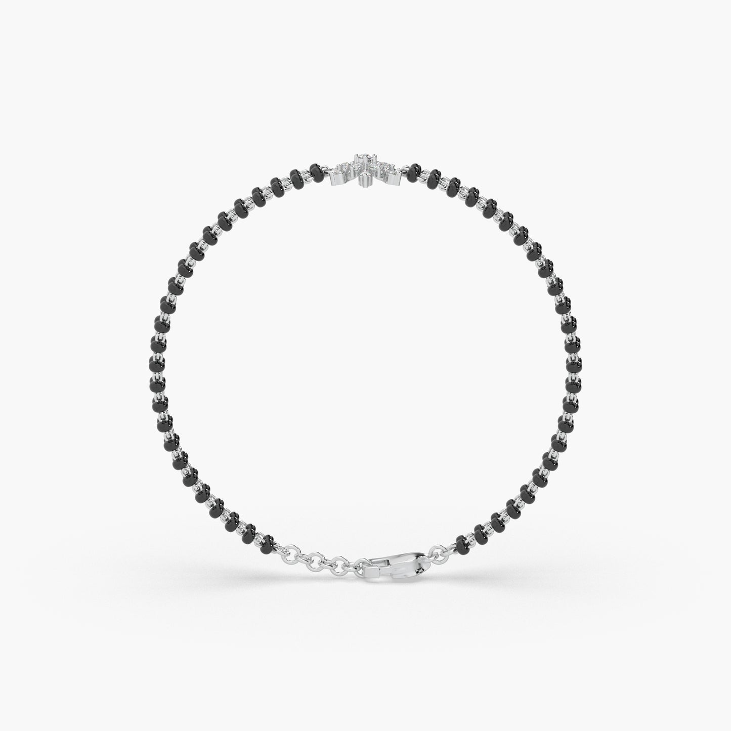 Guru Jewel's Impressive Diamond Studded Silver Mangalsutra Bracelet For Her