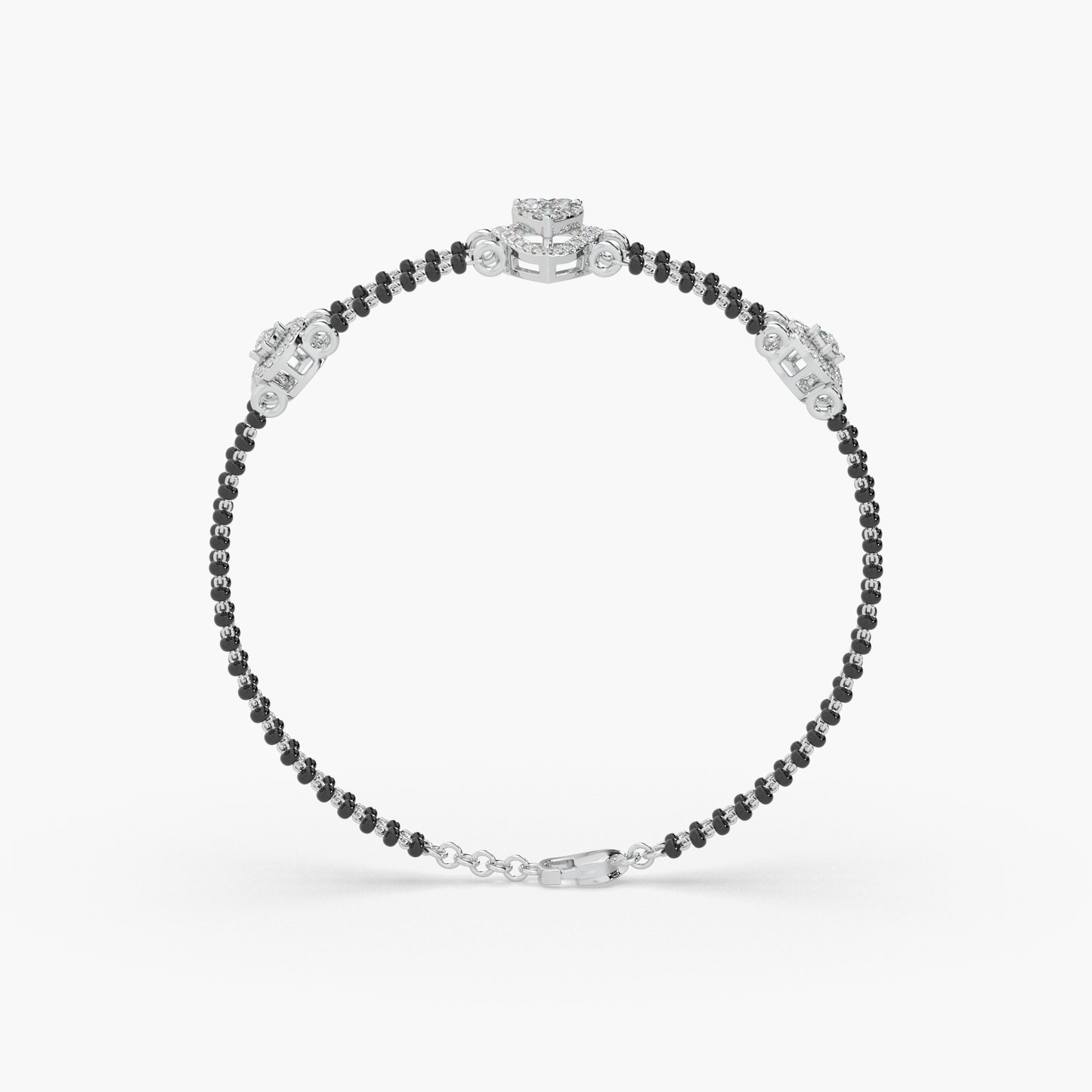 Guru jewel's Stunning Diamond Studded Silver Mangalsutra Bracelet For Her