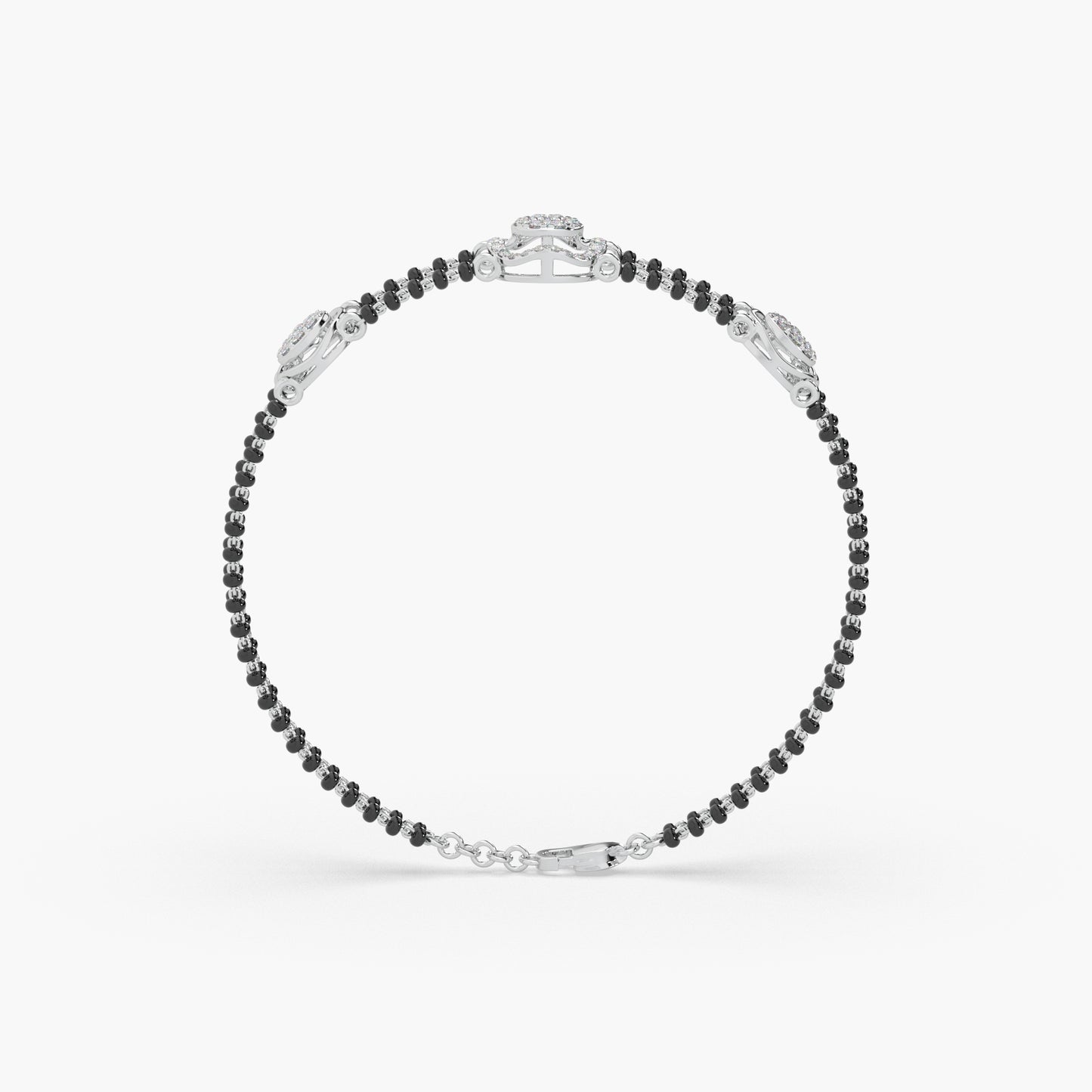 Guru Jewel's Diamond Studded Exclusive Silver Mangalsutra Bracelet For Her