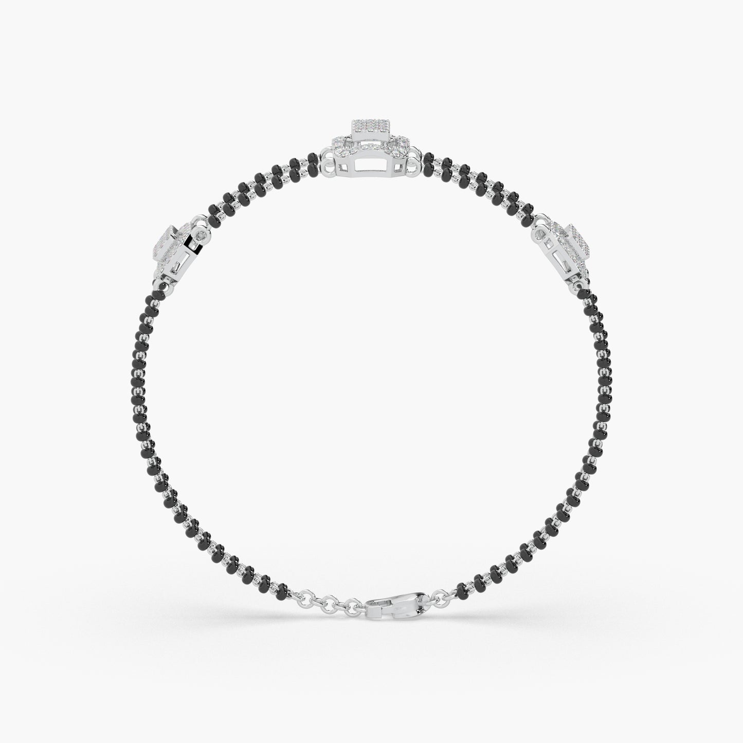Guru Jewel's Diamond Studded Astonishing Silver Mangalsutra Bracelet For Her