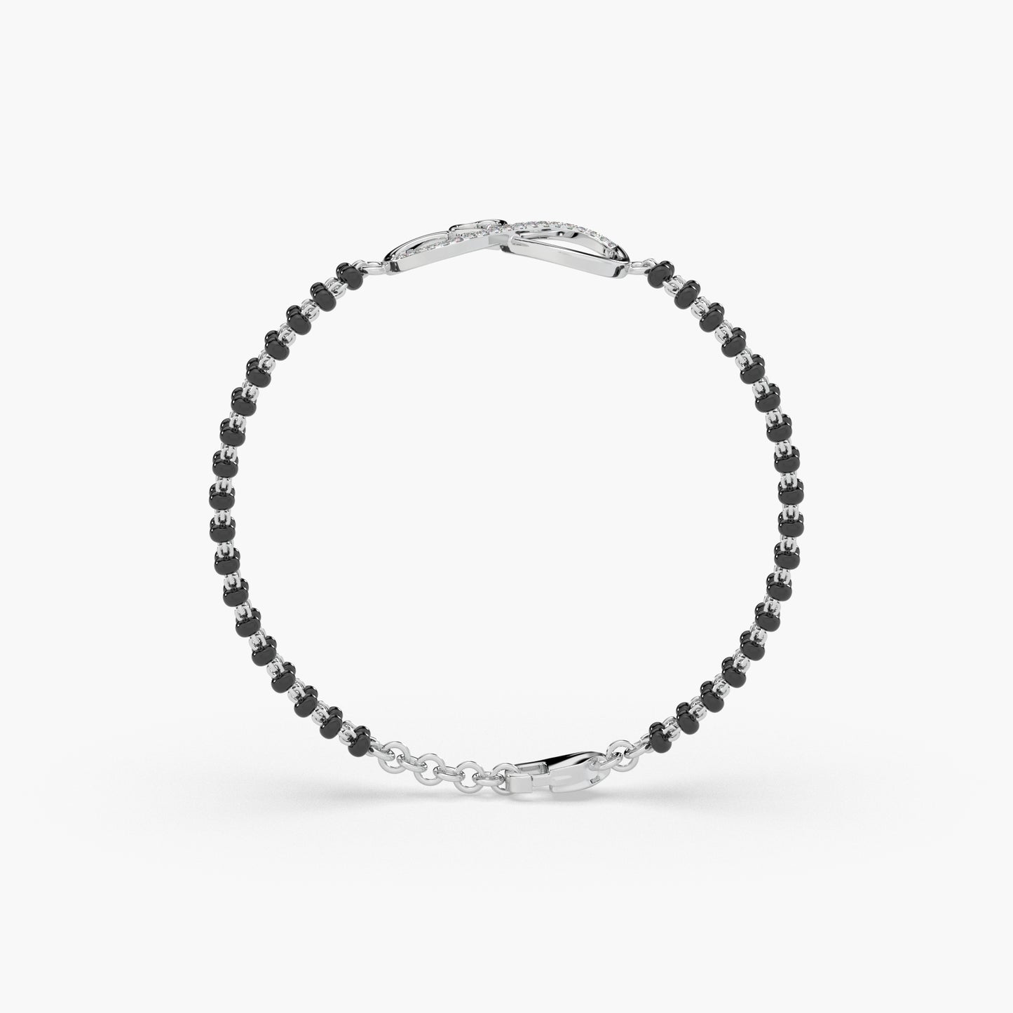 Guru Jewel's Diamond Studded Infinite Love Silver Mangalsutra Bracelet For Her