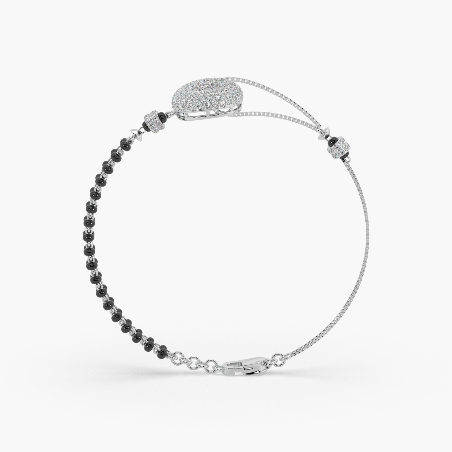 Guru Jewel's Diamond Studded Silver Mangalsutra Bracelet For Her