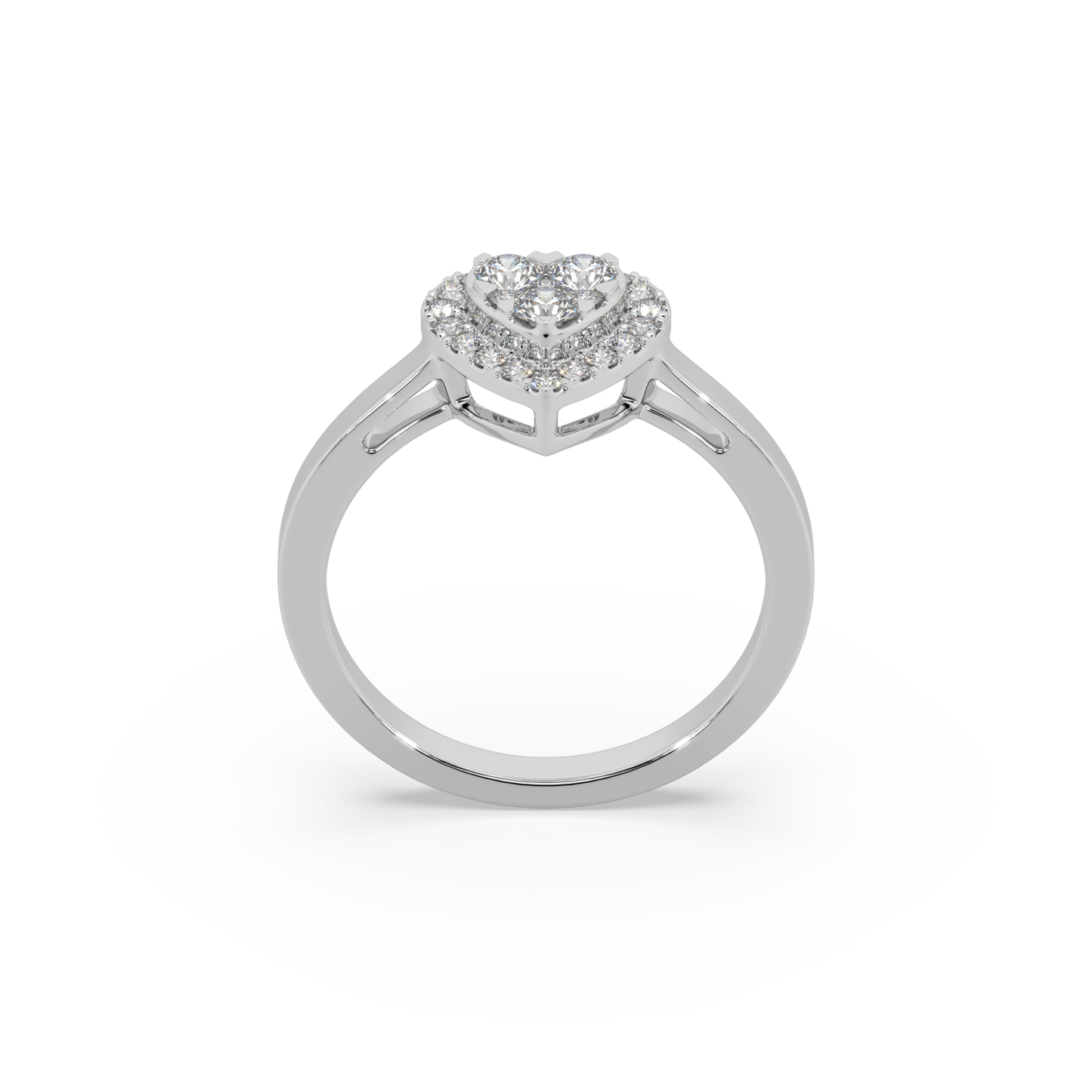 Alluring Heart Shape 925 Silver Moissanite Studded Ladies Ring For Her