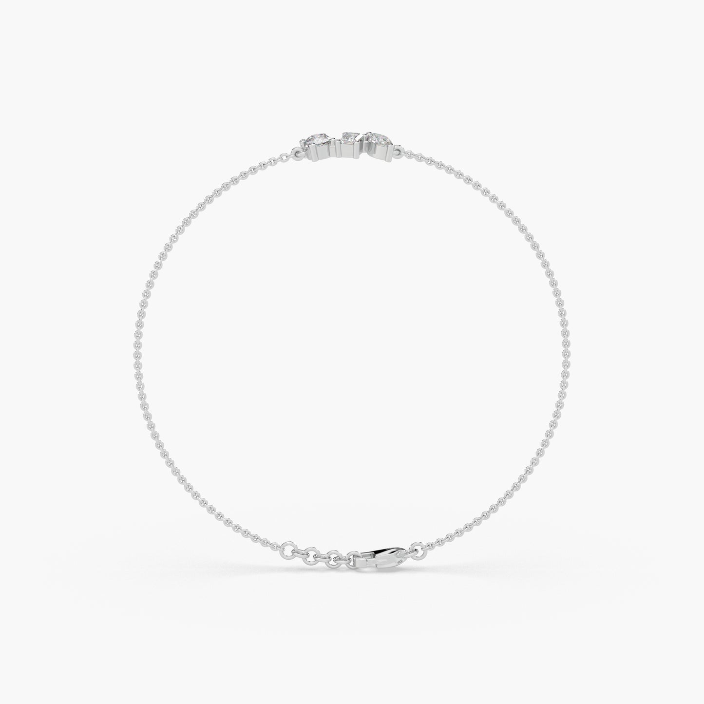 Guru jewel's Fancy Shaped Solitaire Diamond Studded Silver Loose Bracelet For Her