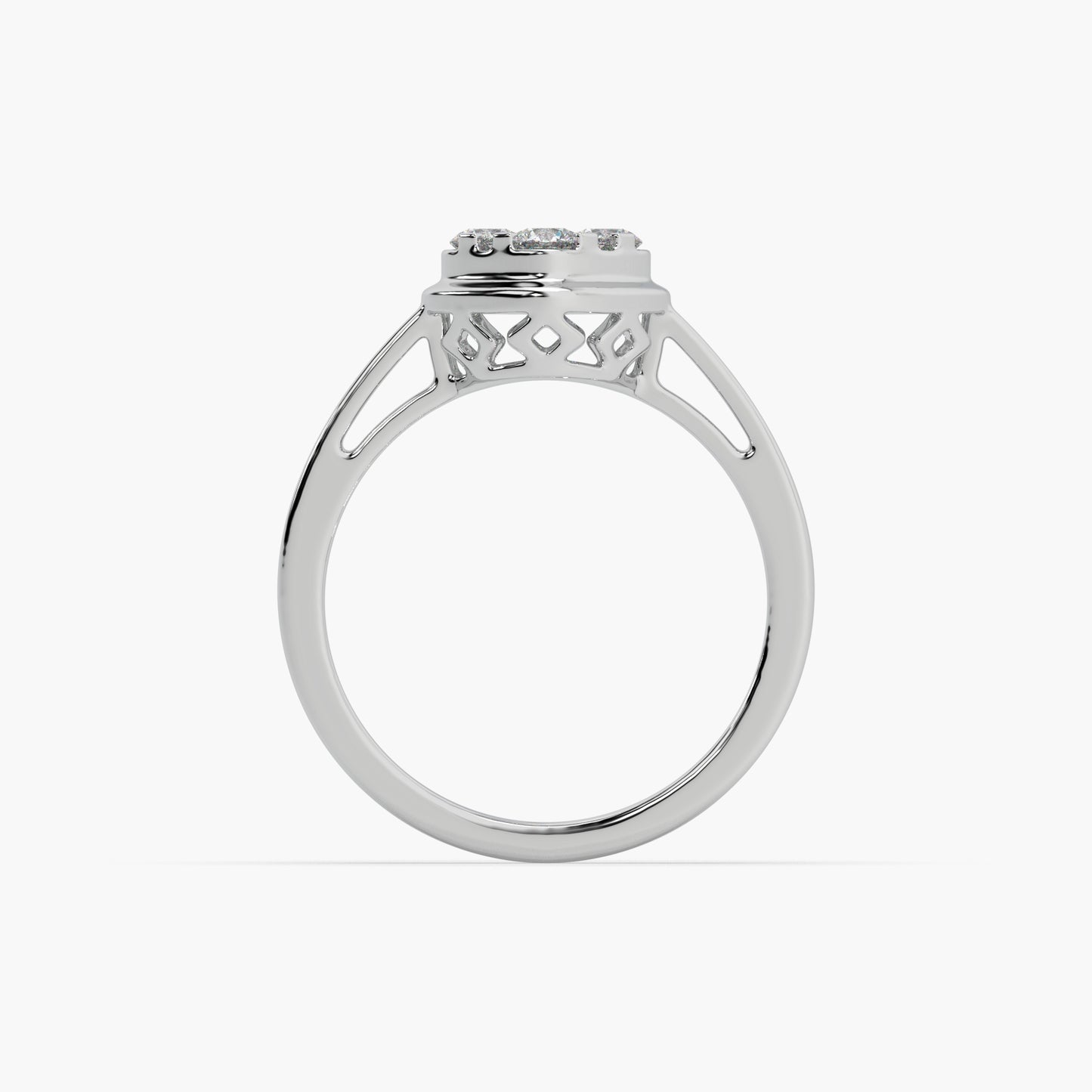 Guru Jewel's Round Diamond Studded Alluring Silver Ring For Her