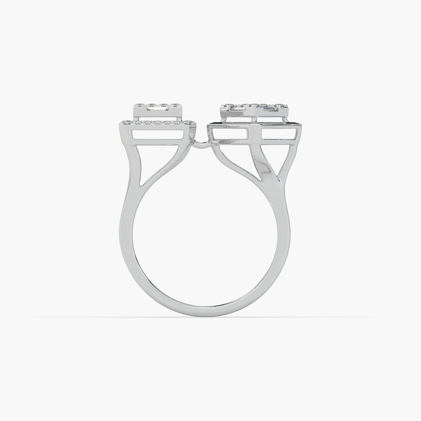 Guru Jewel's Round And Bugget Diamond Studded Silver Ring For Her