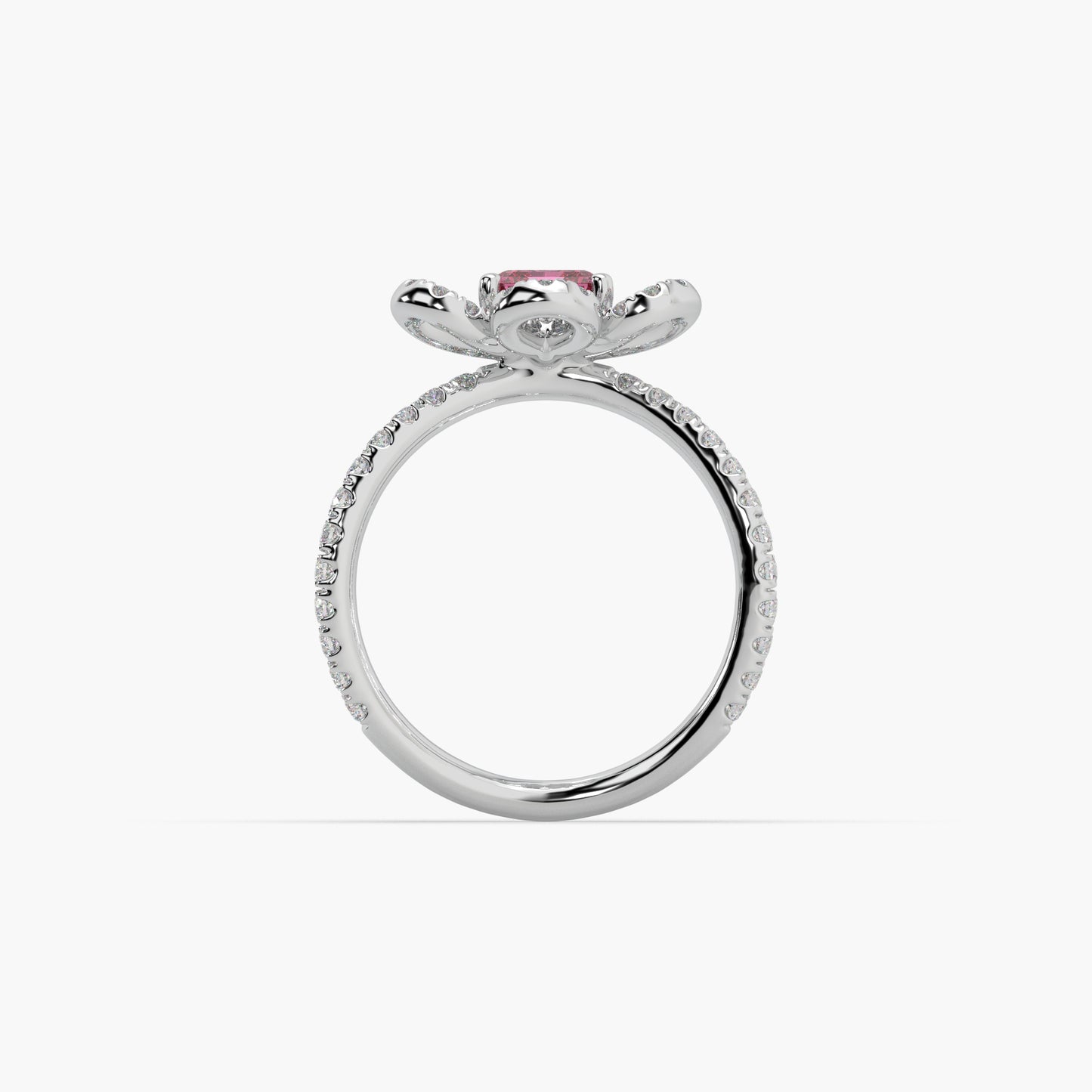Guru Jewel's Red Stone And Diamond Studded Silver Ring For Her