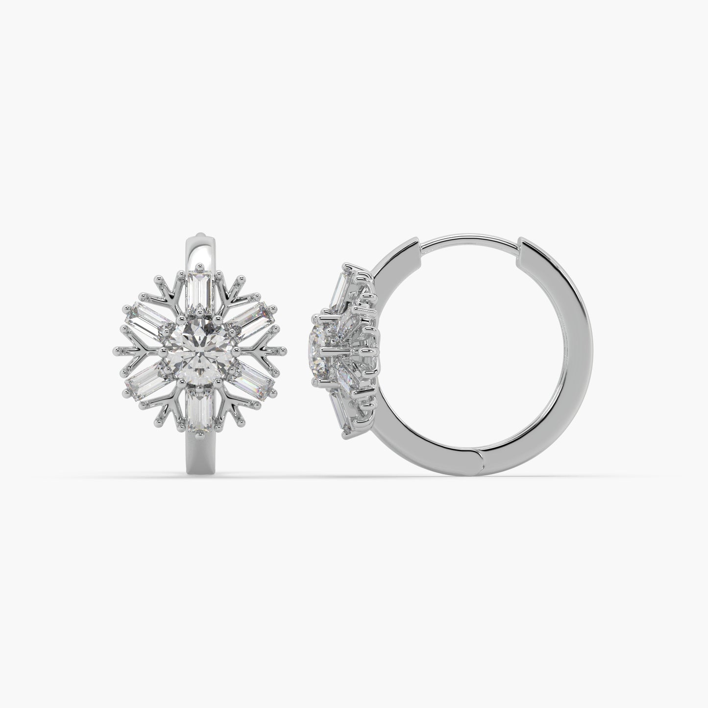 Guru Jewel's Round And Buagget Diamond Studded Bali Silver Earrings For Her