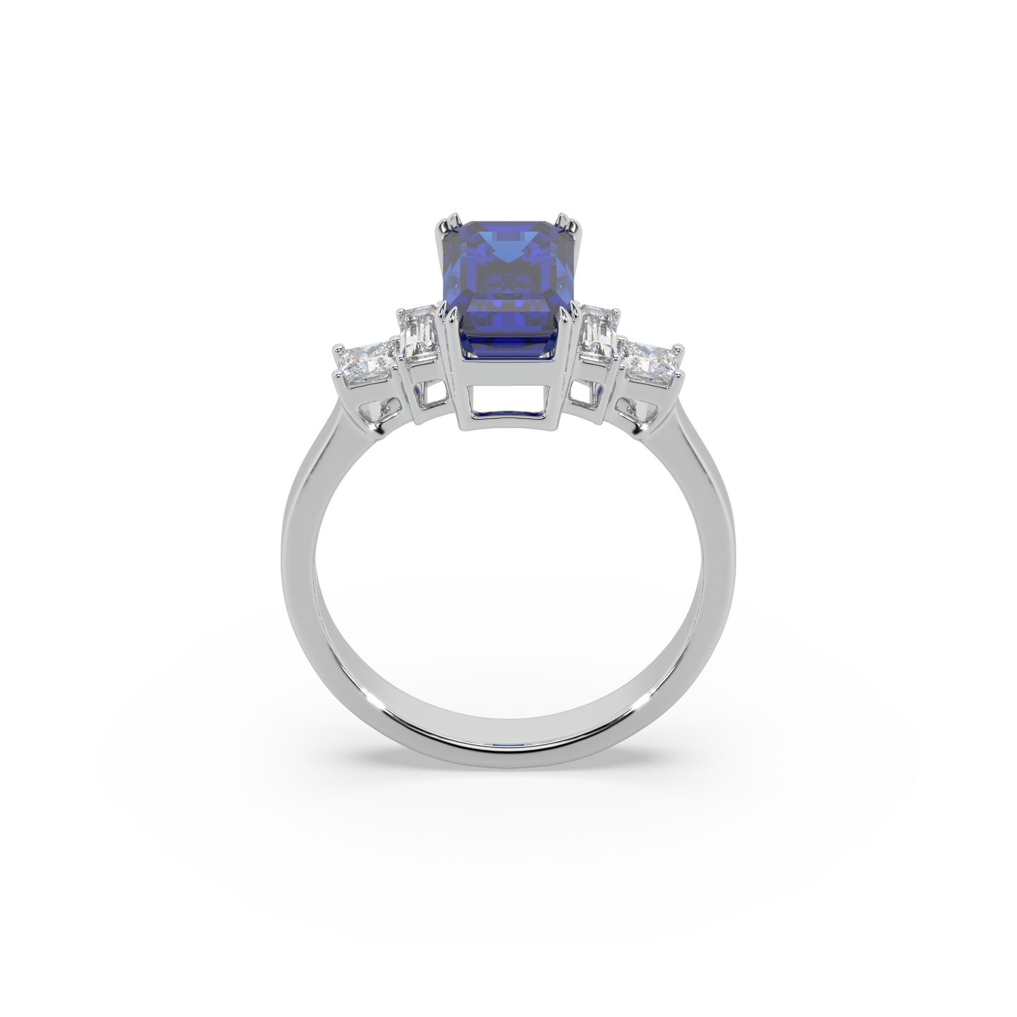 Devastating 925 Silver Moissanite And Blue Sapphire Studded Ladies Ring For Her