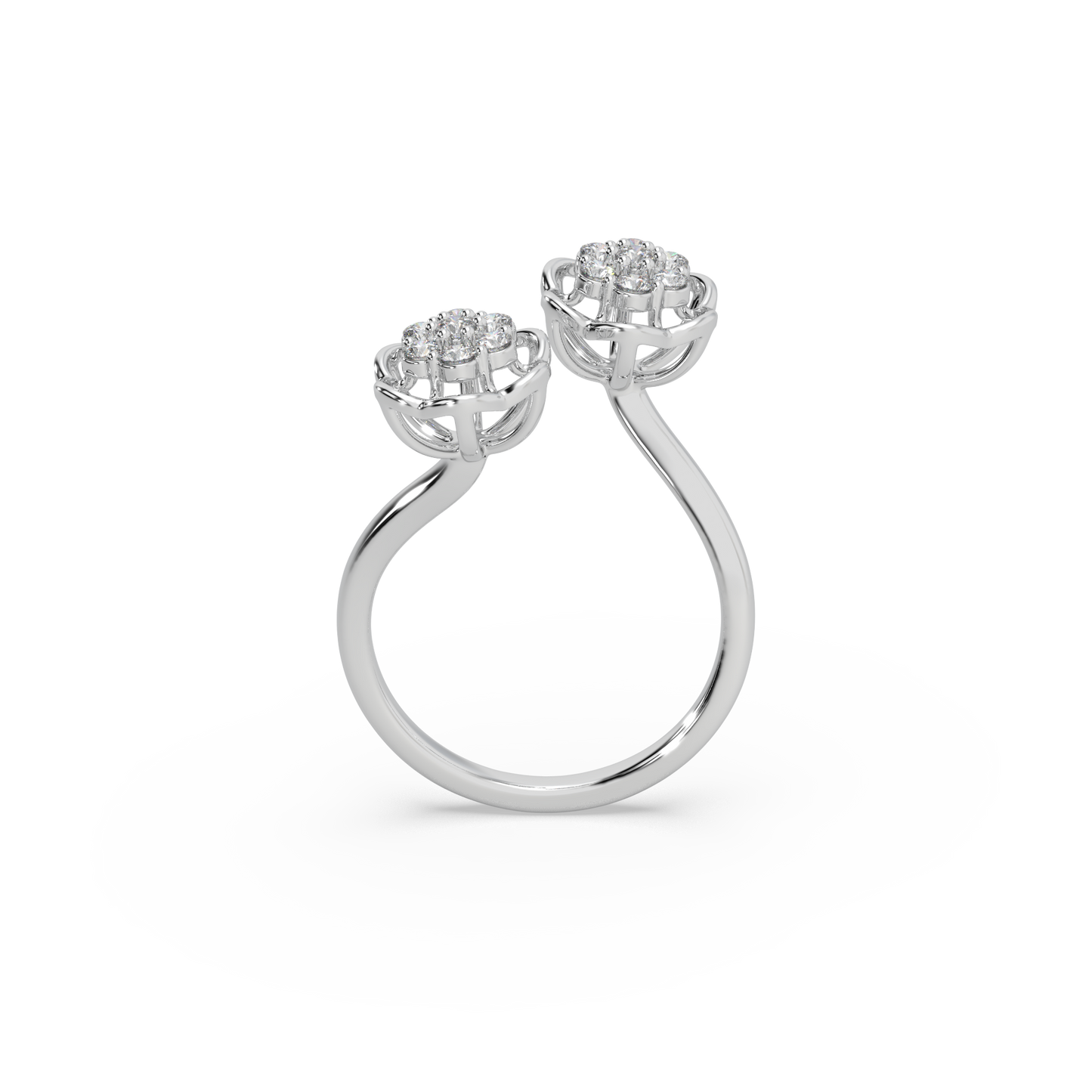 Exclusive Twin Piece 925 Silver Moissanite Studded Ladies Ring For Her