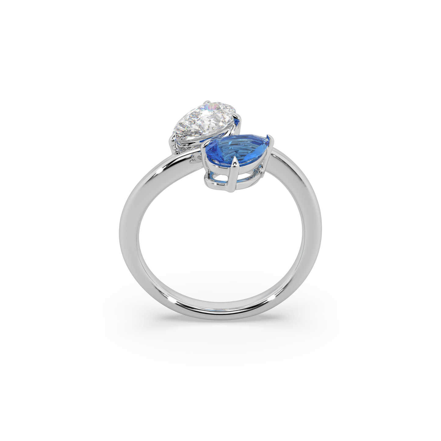 Attractive 925 Silver And Pears Shape Fancy Diamond Ladies Ring For Her