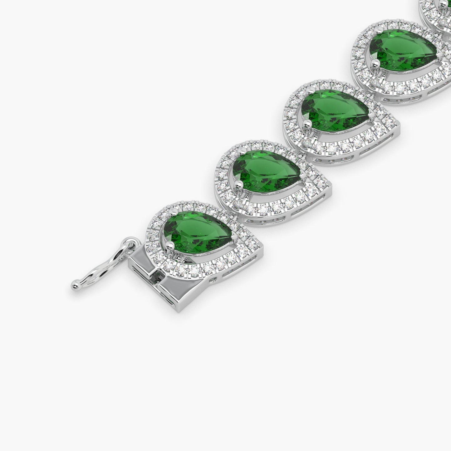 Guru Jewel's Round And Fancy Pear Diamond Studded Fascinating Silver Bracelet For Her