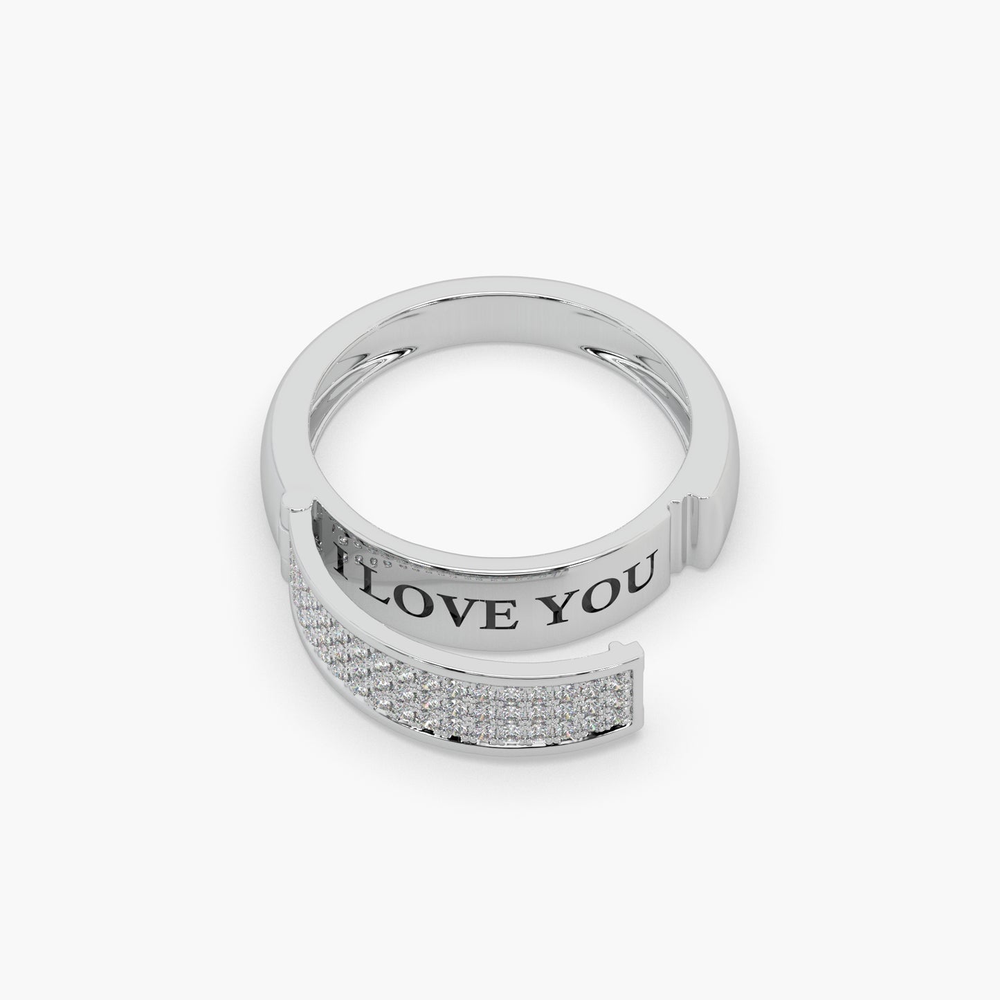 Guru Jewel's Round Diamond Studded " I LOVE YOU " Silver Ring For Her