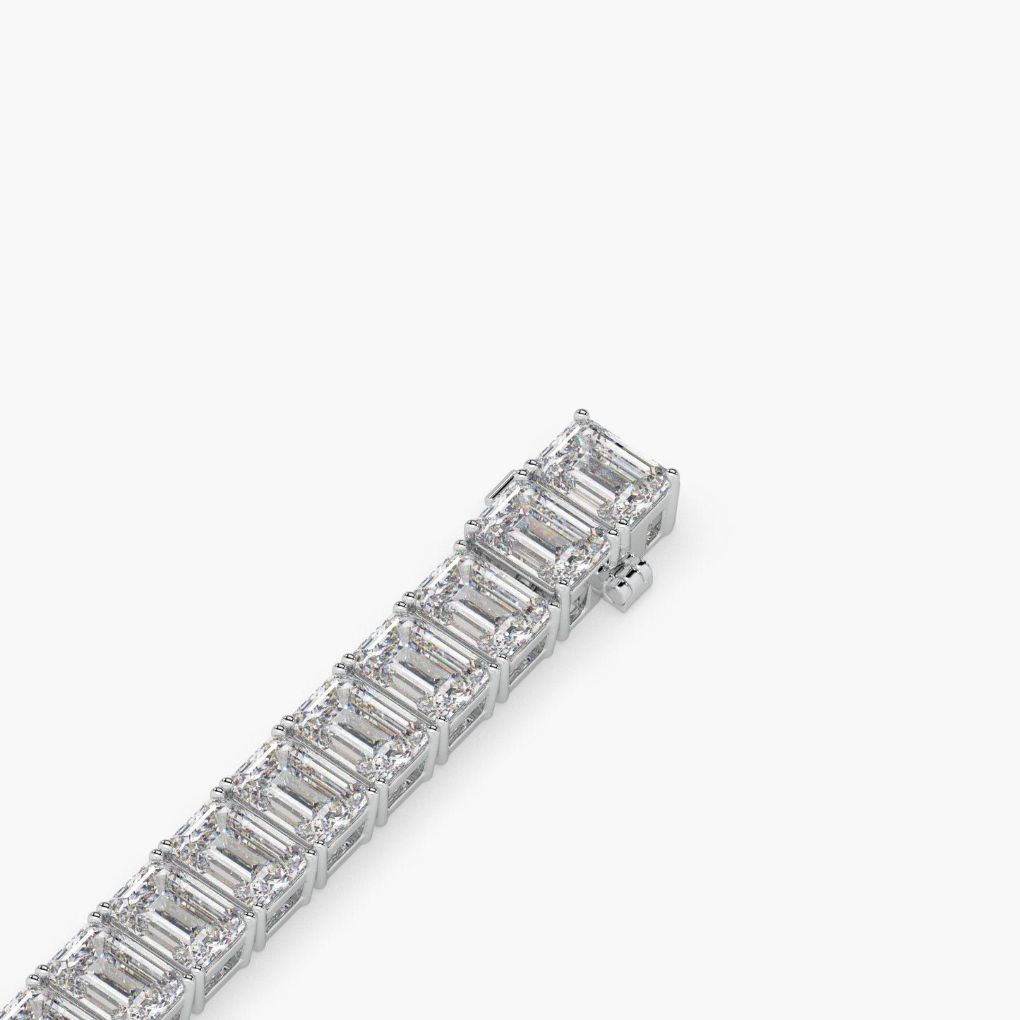 Guru Jewel's Alluring Emerald Diamond Studded Silver Tennis Bracelet