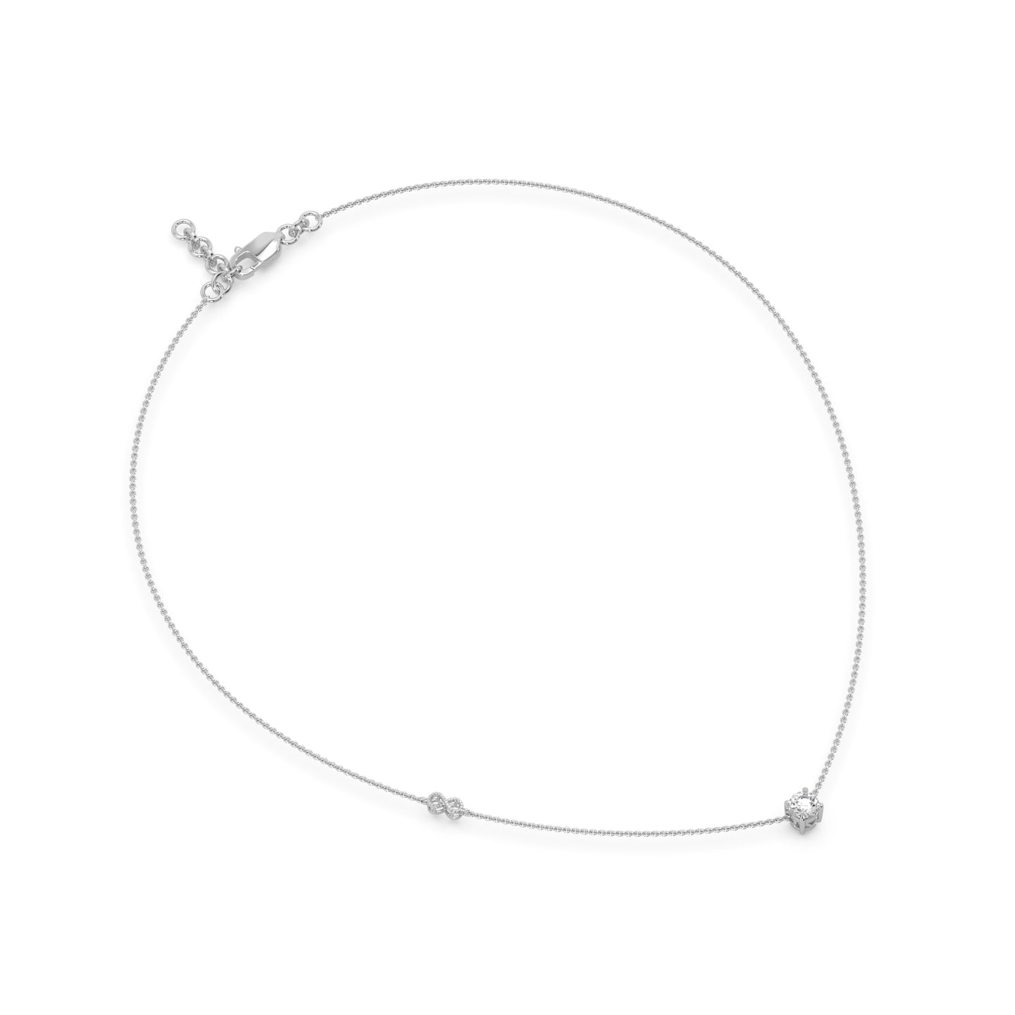 Guru Jewel's Round Diamond Studded Alluring Silver Chain For Her
