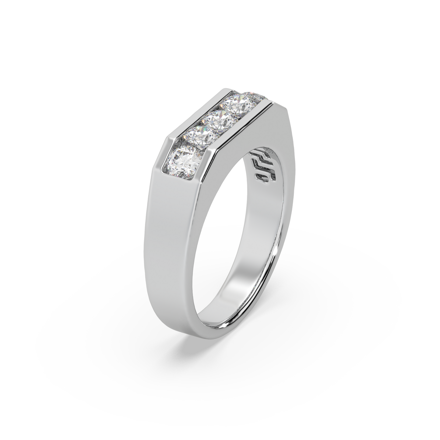 3.8mm Round Channel Moissanite Gents Ring For Him
