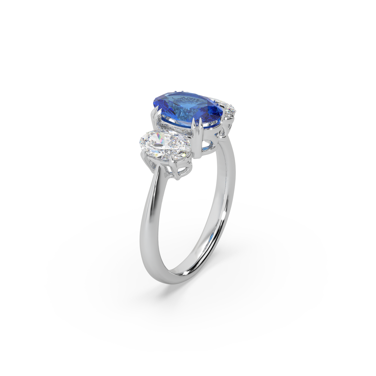 Exclusive Oval Shape Stone 925 Silver And Fancy Diamond Studded Ladies Ring For Her