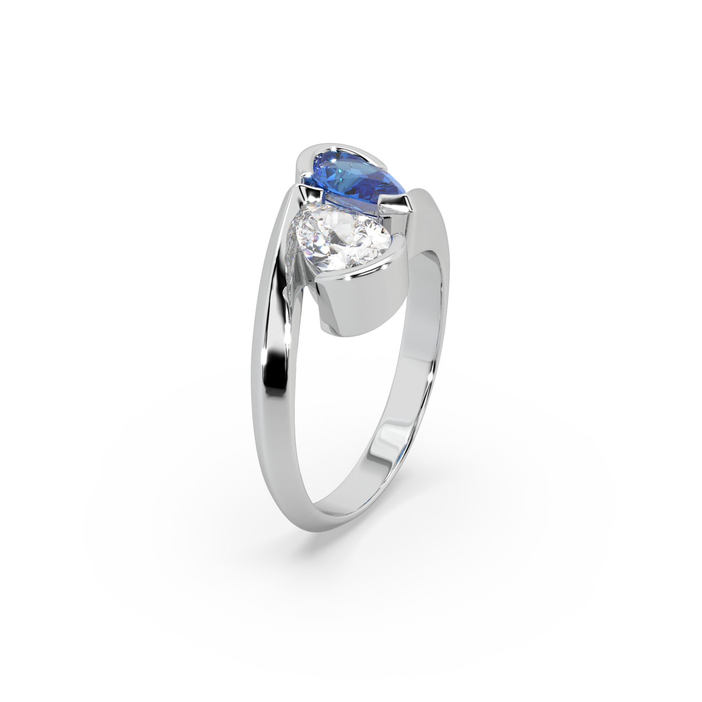 Classic Pear Cut 0.80 CT And Stone 925 Silver And Fancy Diamond Studded Ladies Ring For Her