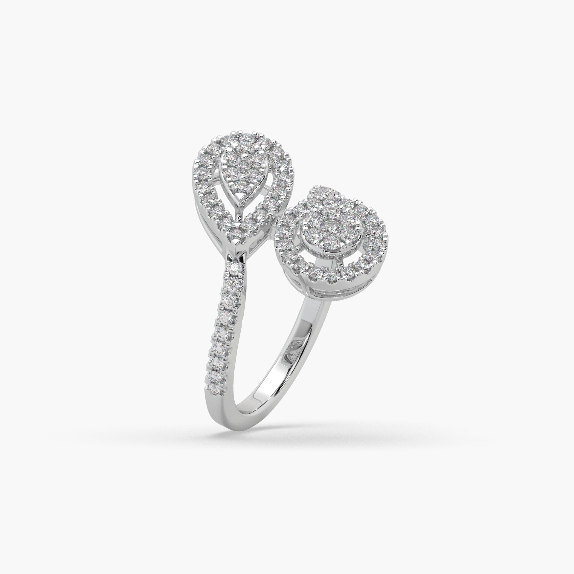 Guru Jewel's Round Diamond Studded Elegant Silver Ring For Her