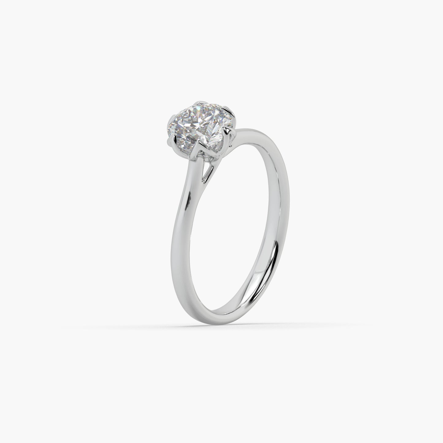 Guru Jewel's Round Solitaire Diamond Studded Silver Ring For Her
