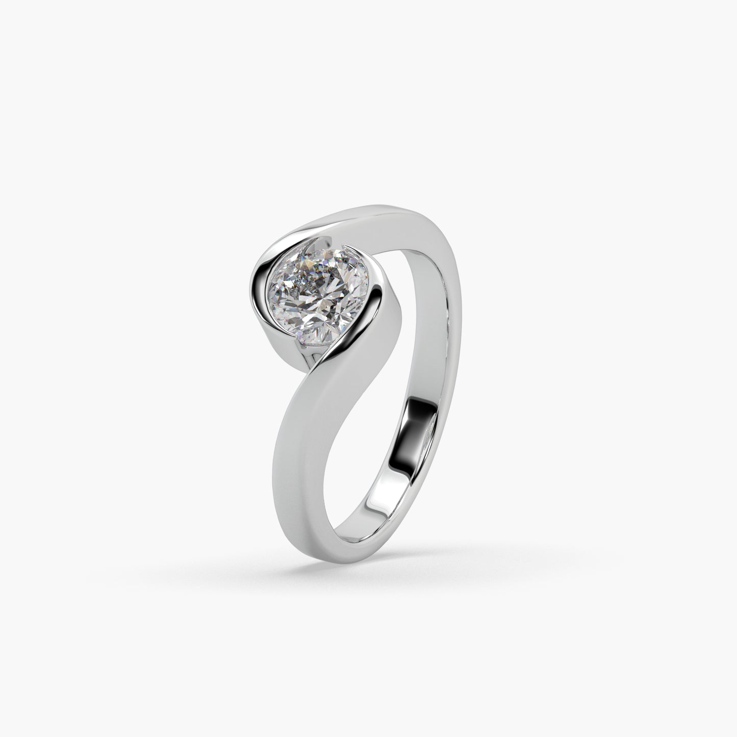 Guru Jewel's Round Solitaire Studded Exclusive Silver Ring For Her