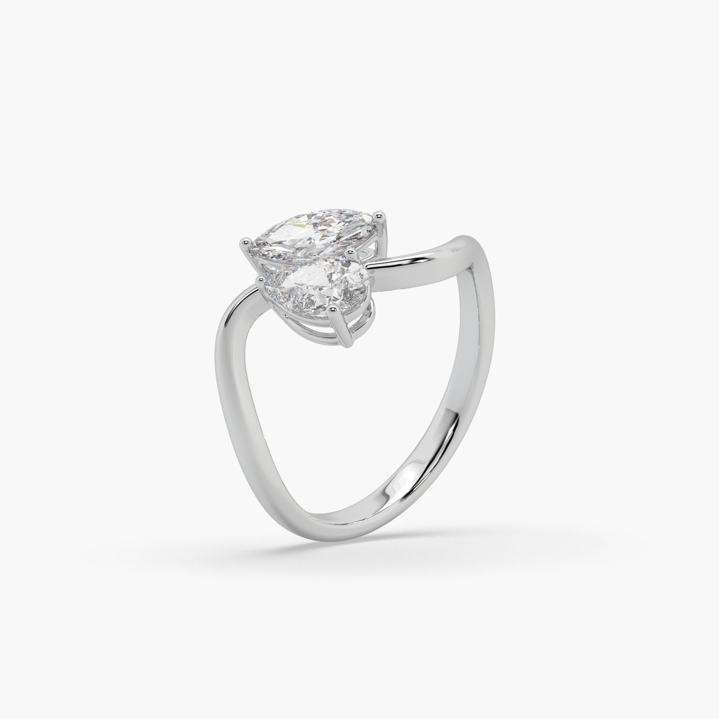 Guru Jewel's Fancy Marquise And Pear Shaped Diamond Studded Silver Ring For Her