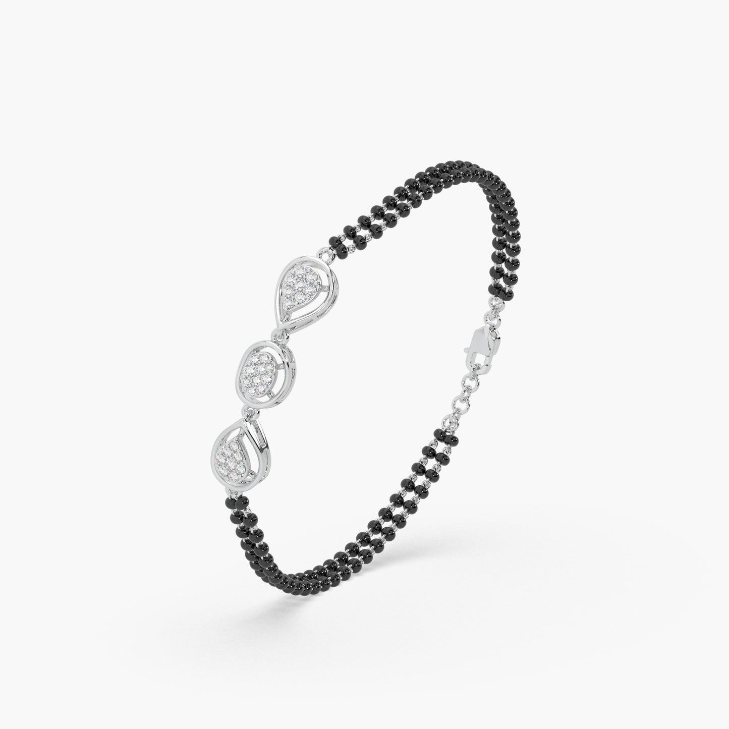 Guru Jewel's Diamond Studded Alluring Silver Mangalsutra Bracelet For Her