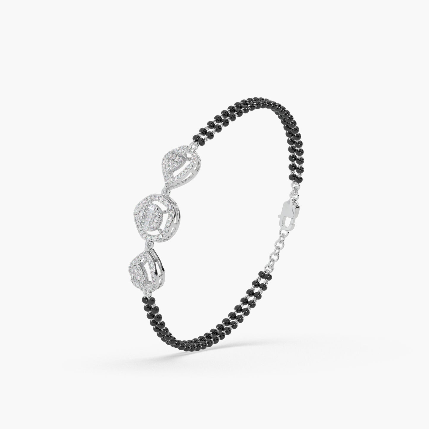 Guru Jewel's Beauteous Diamond Studded Silver Mangalsutra Bracelet For Her