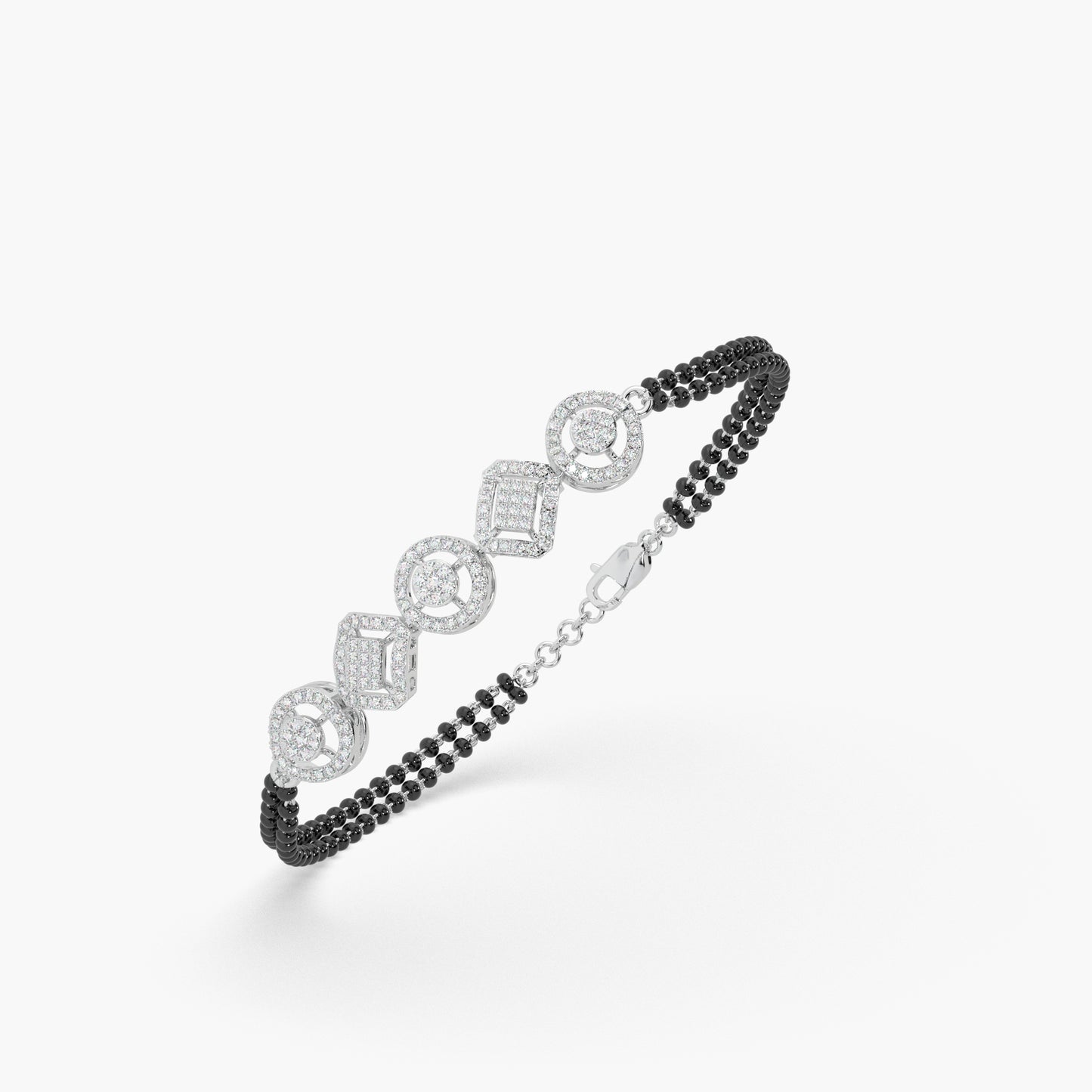 Guru Jewel's Exclusive Diamond Studded Silver Mangalsutra Bracelet For Her