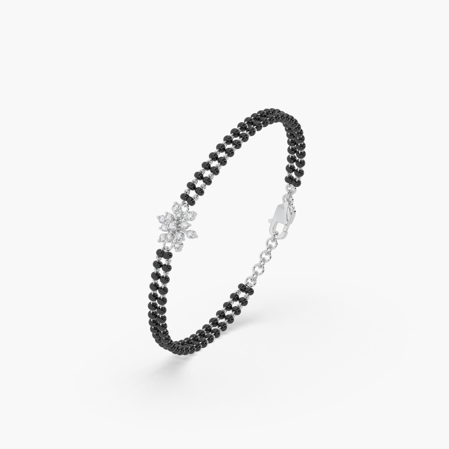 Guru Jewel's Impressive Diamond Studded Silver Mangalsutra Bracelet For Her