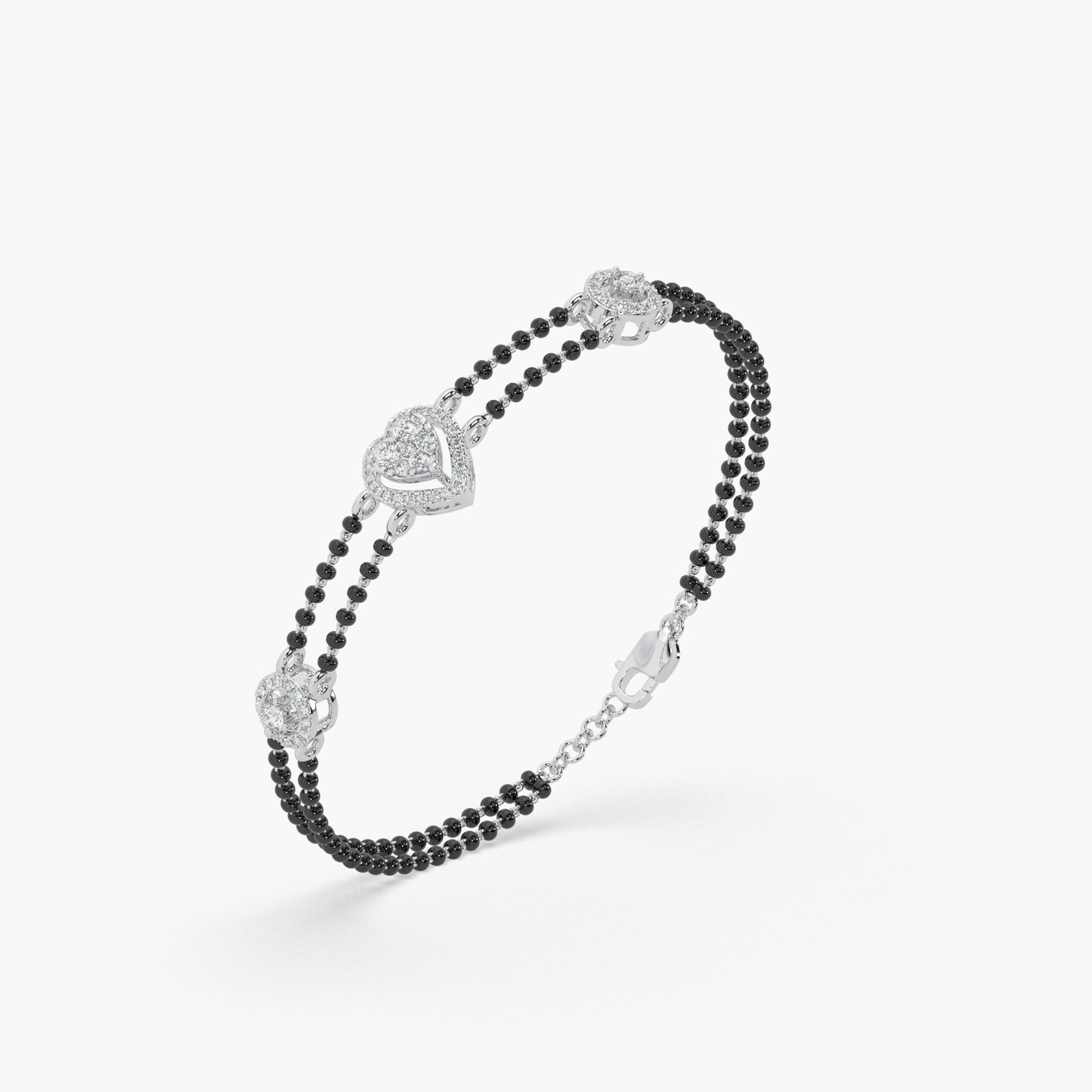 Guru jewel's Stunning Diamond Studded Silver Mangalsutra Bracelet For Her