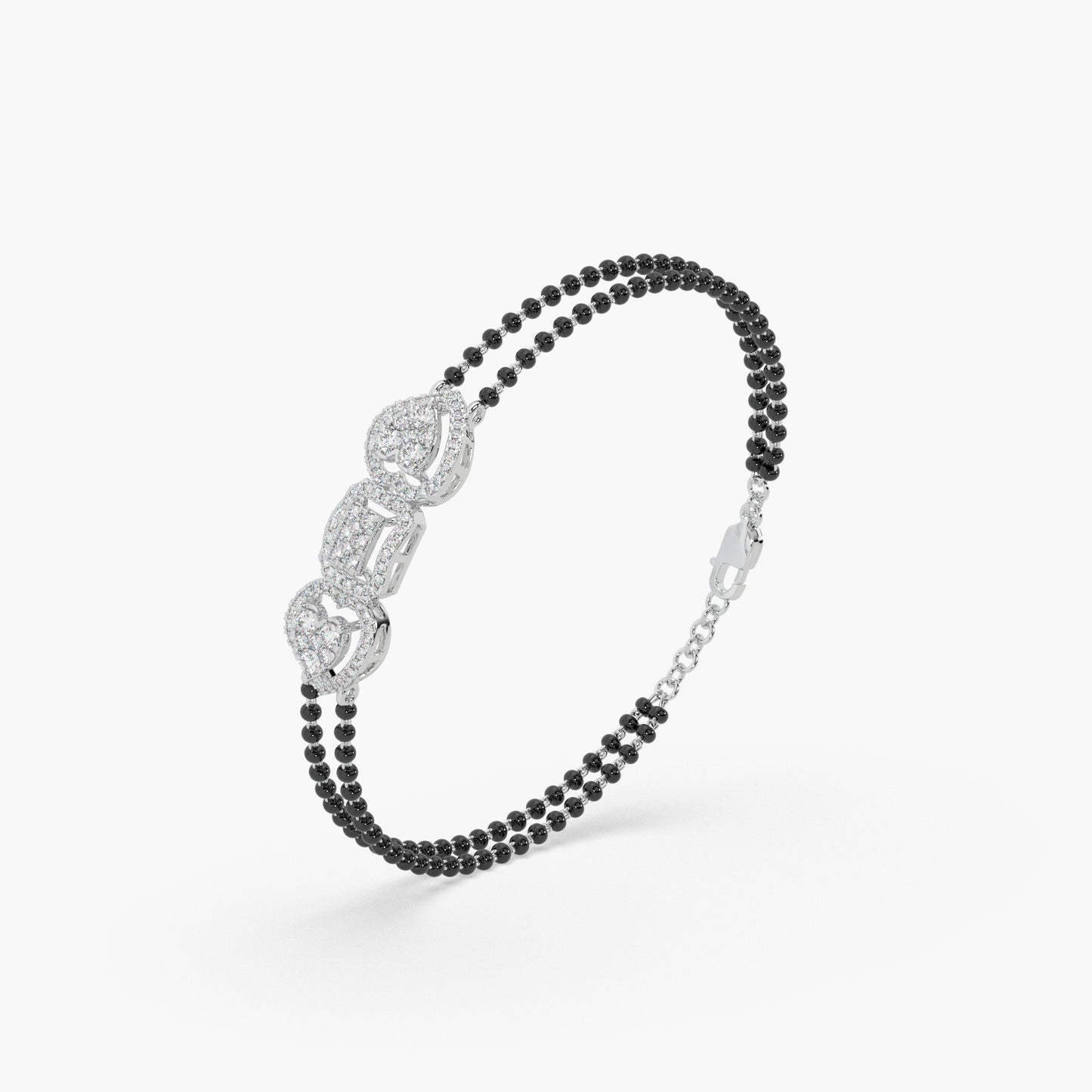 Guru Jewel's Round Diamond Studded Silver Mangalsutra Bracelet For Her