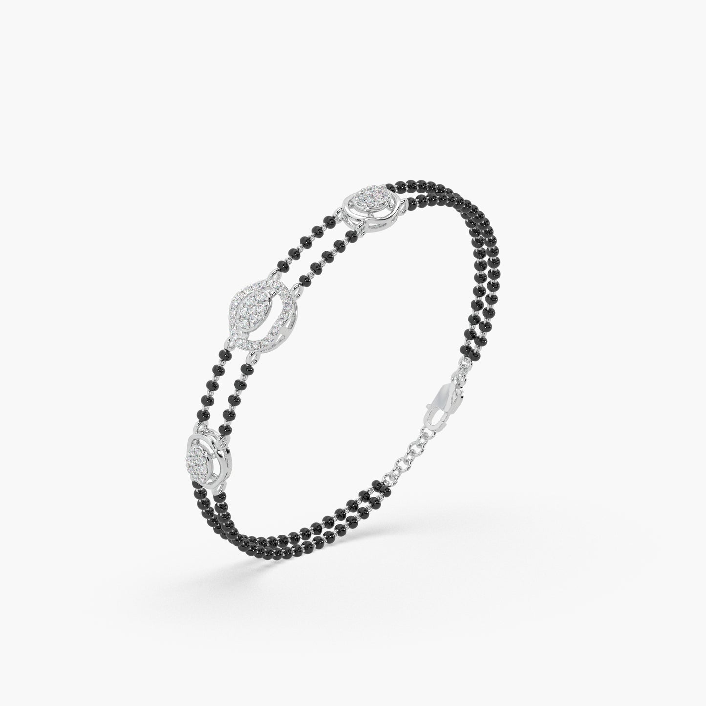 Guru Jewel's Diamond Studded Exclusive Silver Mangalsutra Bracelet For Her