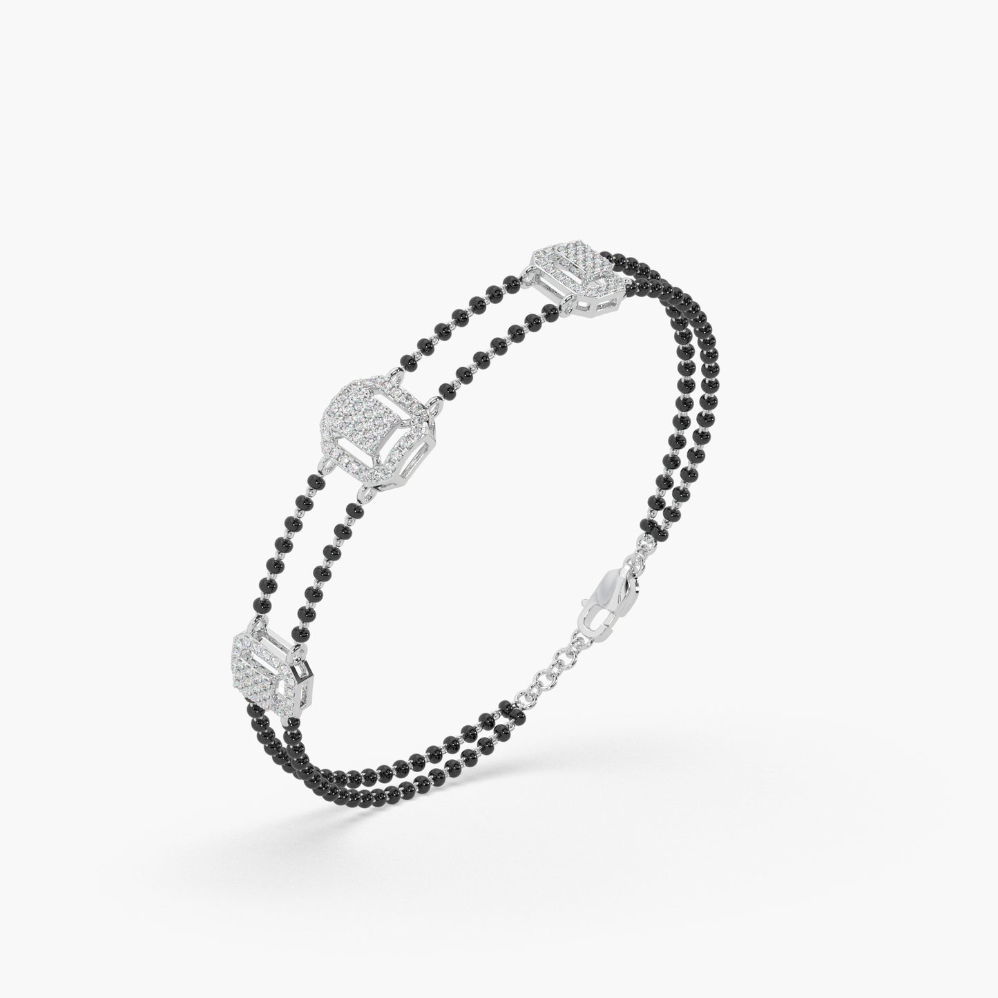 Guru Jewel's Diamond Studded Astonishing Silver Mangalsutra Bracelet For Her
