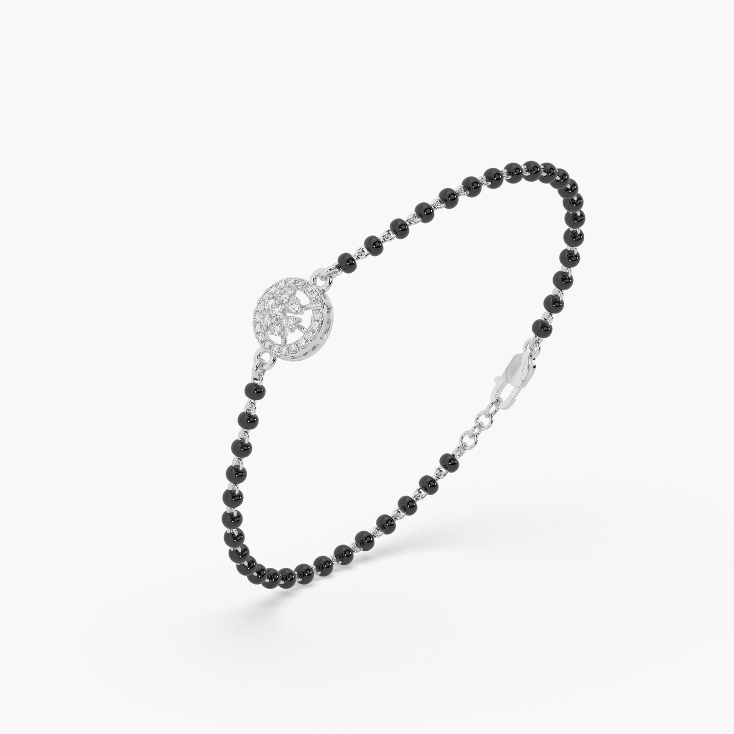 Guru Jewel's Beautiful Diamond Studded Silver Mangalsutra Bracelet For Her