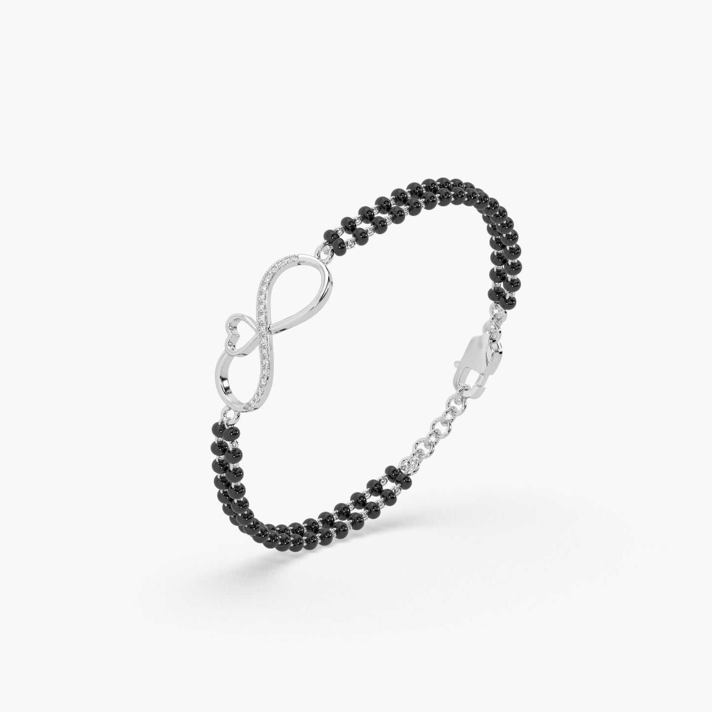 Guru Jewel's Diamond Studded Infinite Love Silver Mangalsutra Bracelet For Her