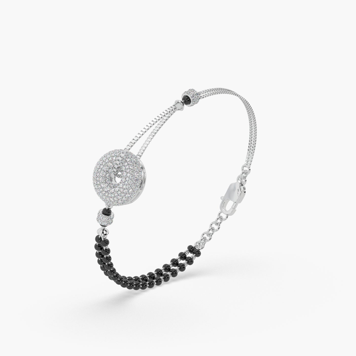 Guru Jewel's Diamond Studded Silver Mangalsutra Bracelet For Her