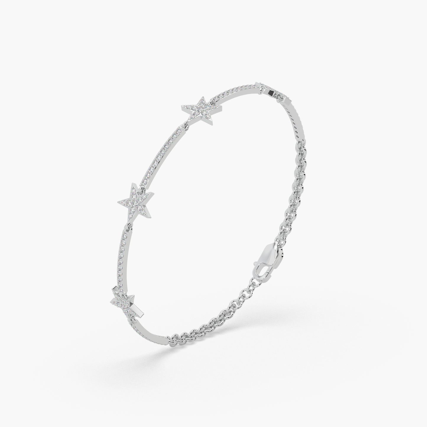 Guru Jewel's Star Shaped Silver Loose Bracelet For Her