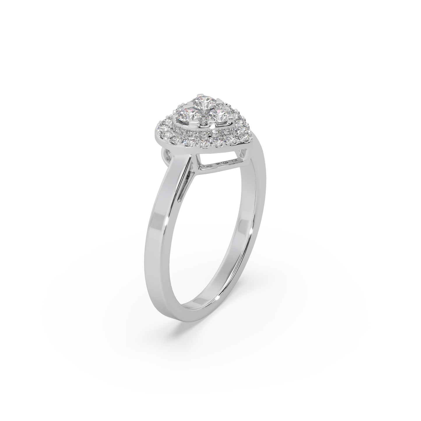 Alluring Heart Shape 925 Silver Moissanite Studded Ladies Ring For Her